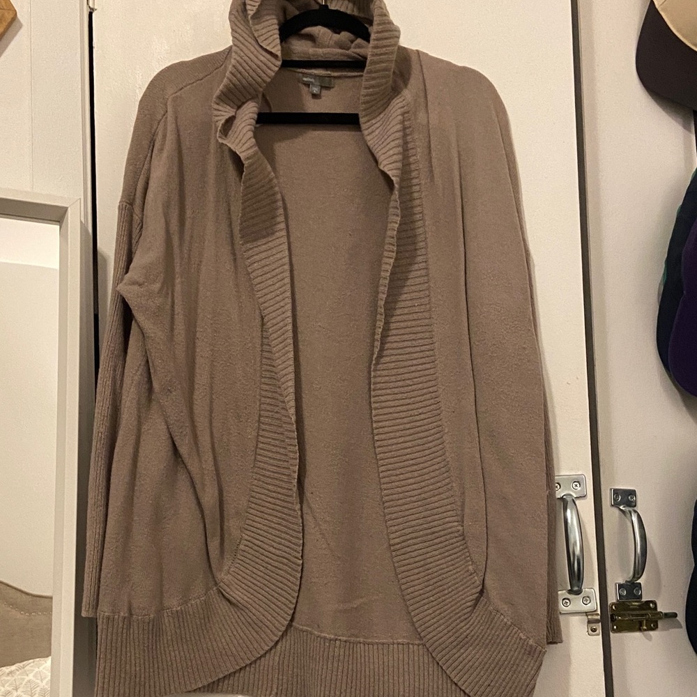 Elegant Beige Open Front Cardigan Sweater
